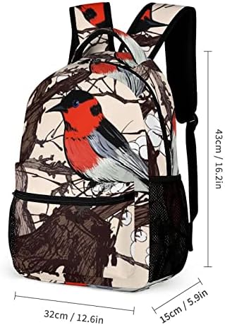 Секојдневен Ранец Црвена Птица Дневна Торба Ранец За Патување Со Голем Капацитет Торба Со Книги