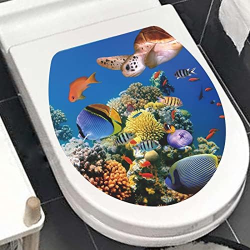 3д Налепници За Океански Риби Налепници За Тоалетни Капаци Отстранливи Водоотпорни Налепници За Тоалетни Седишта За Бања ТОАЛЕТ Тоалет