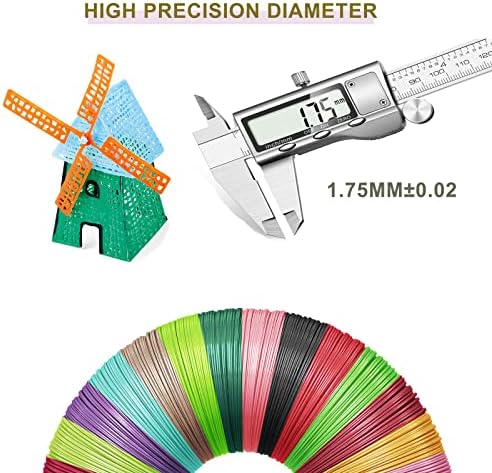 3Д филаментирани филаменти за полнење 30 бои, Јунгден ПЛА 1,75мм за 3Д пенкало, толеранција со висока прецизна дијаметар ± 0,02мм,