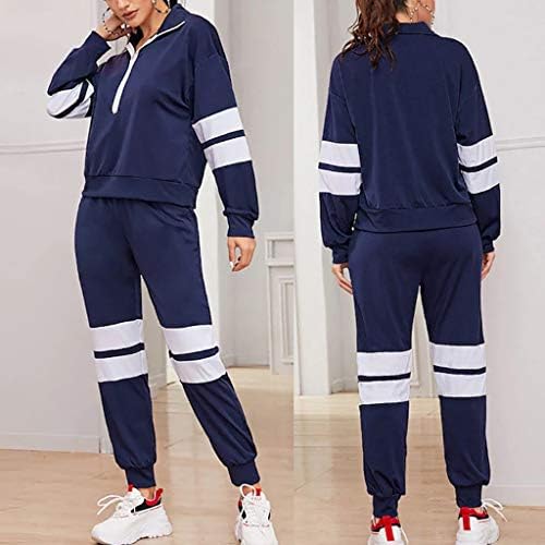Мода со 2 парчиња облека, жени обични тренерки со долги ракави спортови на врвови+долги панталони