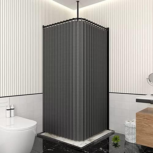 PFCDZDU туш завеса за бања, преклопна водоотпорна партиција за туширање сет со алуминиумска легура, мека цврста боја полиестерска