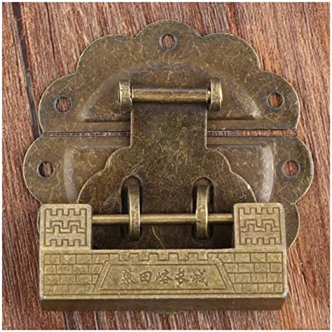 ZLXDP Мебел Кинески стар кутија со заклучување на бравата и антички бронзено заклучување/катанец за хардвер за накит од кабинет