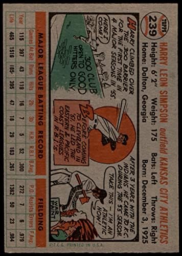 1956 Топс Бејзбол 239 Хари Симпсон тешка серија Одлична од картичките на Микис