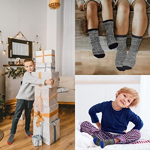Момци на Sptramle, топли чорапи, деца зимски екипи чорапи за девојчиња за момчиња за деца, 5 пара задебелени чорапи со средно исечување