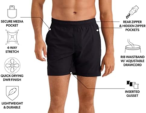 Рона машки 7 “кратки атлетски тренинзи со кратки атлетски тренинзи со анти-ориентирана, 4-насочна ткаенина за истегнување