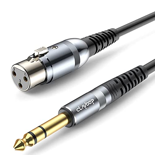 Clavoop XLR Femaleенски до 1/4 инчен TRS кабел, 3ft четвртина инчен џек избалансиран до XLR микрофон кабел за електрична гитара,