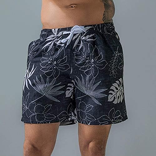 Шорцеви за мажи од табла лабава се вклопуваат во тропски принт Хавајски костуми за капење со џебови кул гроздобер тренинг одбор на пансиони