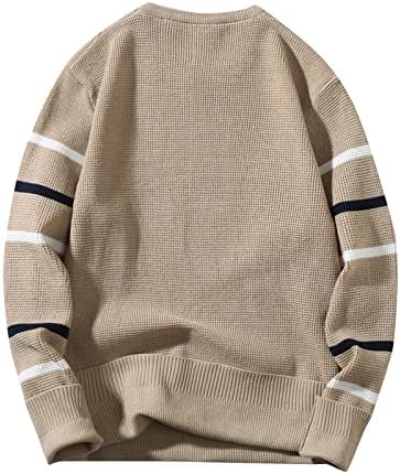 Мажи модна џемпер јакна обичен долг ракав тркалезен џемпер за маж, лабав пулвер, џемпер за мажи