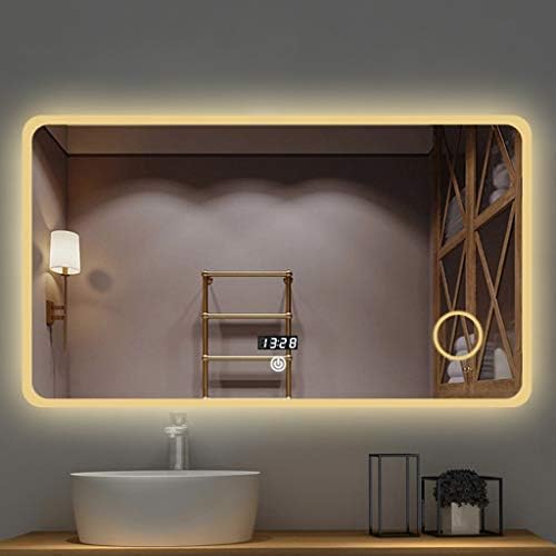 Огледало За шминка Осветлено LED Огледало ЗА Бања Со Сензор За Суета Светло Демистер HD Дигитални Ѕидни Монтирани Обични Разновидни