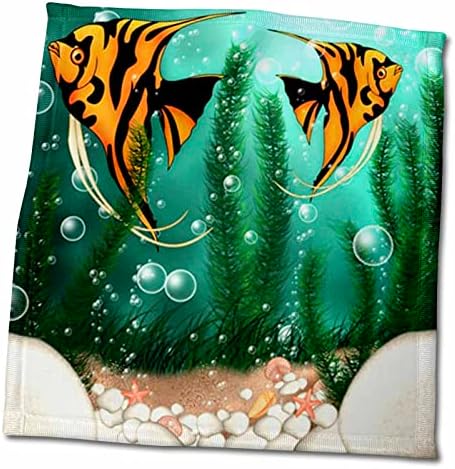 3drose Florene Childrens Art - 2 симпатична риба со меурчиња во аквариум - крпи