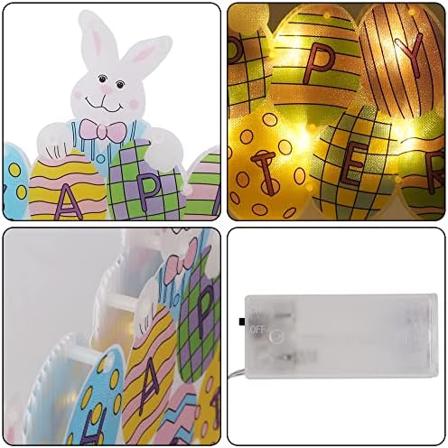 ПРСИЛДАН Велигденски украси прозорец светла, 12 LED светло осветлување на зајаче со јајца, прозорец силуета среќна велигденска висечка декорација,