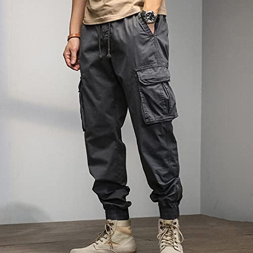 Miashui 10 меморија пена машка мода лабава памук плус големина џеб чипка до еластични панталони за половината панталони целокупна работа панталони