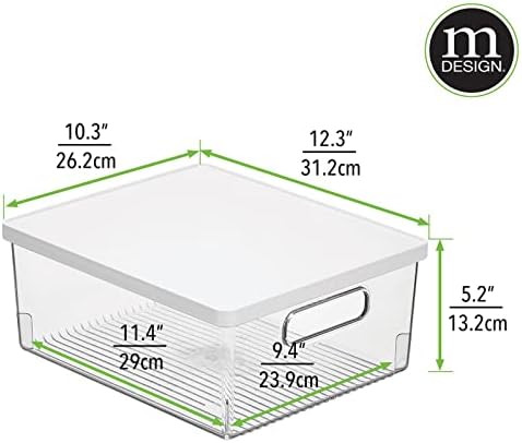 Mdesign Голема пластична кутија за складирање на кабинети за бања со рачки/капак, организатор за редење на фиоки за сапун, лосион, крпи и додатоци,