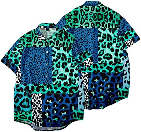 2023 година Нови печатени кошули со печатени леопард со кратки ракави со кратки ракави кошули со кошули на плажа за фустан од џемпер од човекот