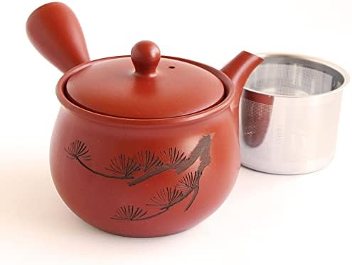 Kyusu чајник Црвен токонам Јаки -Изработено во Јапонија -340ml/11.4fl Оз Капацитет | Јапонски чај Кимикура