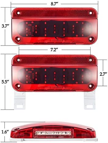 Делови за правоаголна црвена LED RV CAMPER приколка стоп Свртете ја опашката на сопирачките светла Бела регистарска табличка светло 49