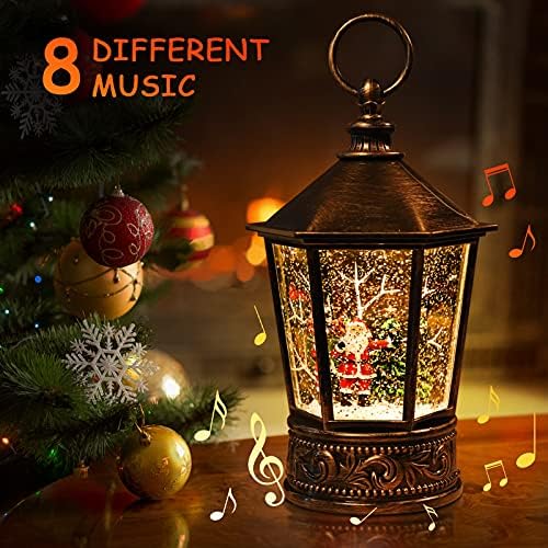 Божиќни украси затворени Божиќни фенери, снежни глобус фенери со 8 музички песни, подароци за Божиќ, батерија на кристален