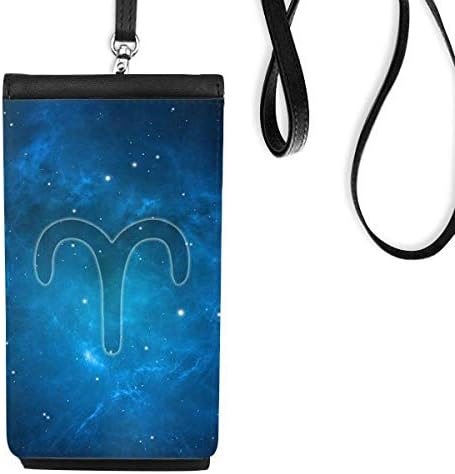 Starry Night Aries Zodiac Constellation Телефонски паричник чанта што виси мобилна торбичка црн џеб