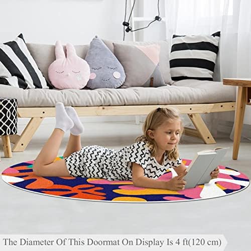 Llnsupply 5 ft круг килим за игра со низок куп, разнобоен дизајн сино бебе ползи подни душеци игра игра ќебето новороденче деца тепих