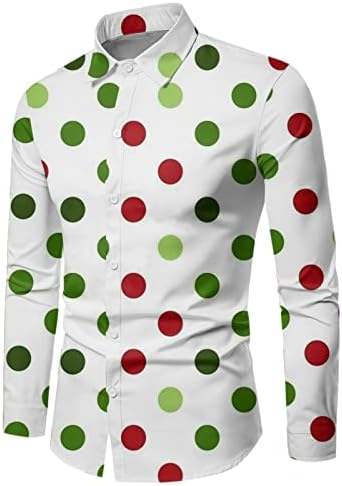 Вокачи Божиќно копче надолу кошули за мажи плус големина на фустан со долги ракави кошула Божиќ Дедо Мраз Клаус Костуми дизајнерски кошули