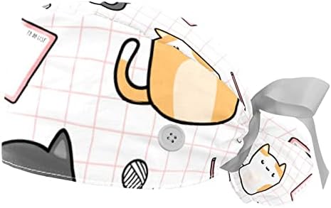 2 парчиња симпатична мачка мачка цртана форма на копче за цртање капаче за работа со една големина мулти -боја