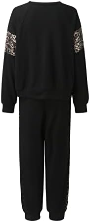 MTSDJSKF Pant Suits for Women есен и зимска ноќна облека за пижами поставува 2 парчиња леопард дневна облека пижами жени за спиење