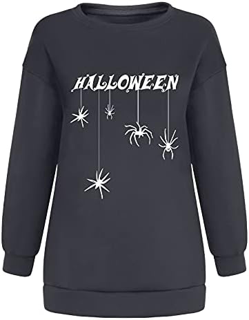Џемпери за Ноќта на вештерките за жени, џемпери со долги ракави со блуза врвови за Ноќта на вештерките