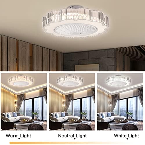 DLSIXYI LED кристален тавански вентилатор со светла далечински ресторан за спална соба 24 инчи без силно полумилосен монтирање со