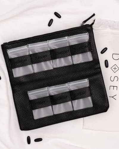 Дози 7-дневна чанта со пилули- Организатор на веганска кожа Дневен пилула- Луксузна торбичка за патувања со херметички пилули за пилули за