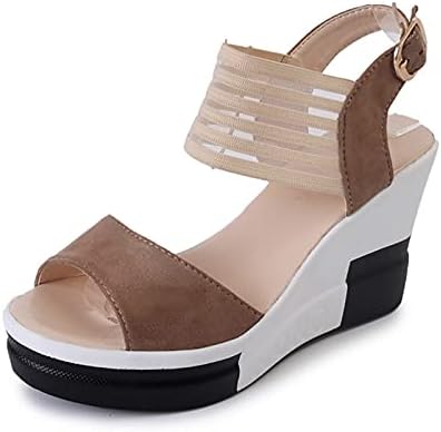 Флекманарт клин чевли за жени сандали, сандали со платформа за токи на глуждот со лакови, сандали од чипка од чипка што може да се дишат