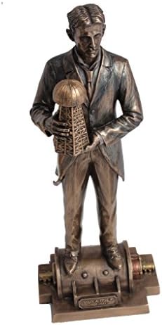 Veronese Design 12 Висок Никола Тесла кој држи модел на статуа на Варденслиф, ладна леана смола Античка бронзена завршница скулптура