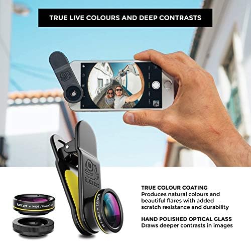 Black Eye 3in1 G3 со FullFrame-Fisheye, HD широк агол X HD макро комбо леќи, оптимизирани за телефони изградени пред 2018 година