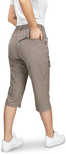 33.000 метри женски панталони за голф Капри, случајни брзо суво Upf 50+ лесни панталони за пешачење со товар со џебови