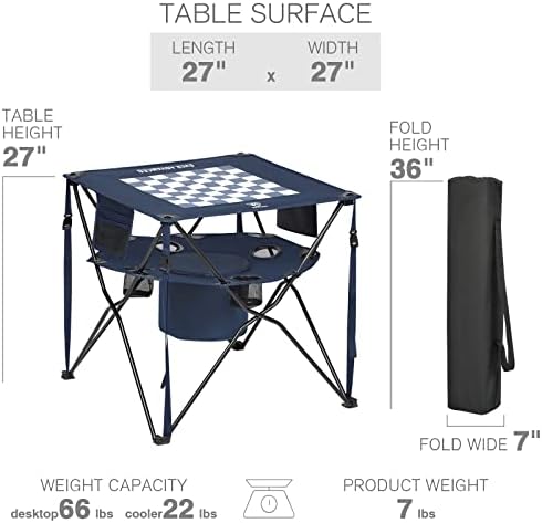 Постојано напредна табела за преклопување со поладна, преносна кампување пикник маса со држачи за чаши и носење торба за отворено, плажа, пешачење и опашка, сина бо?