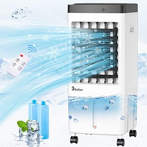 Преносни климатизери, 3-во-1 климатик преносен за просторија, ладилник за испарувачки воздух со 3 гал резервоар, 3 брзини и 7H