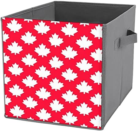 Канада Јаворов Лист Склопувачки Коцки За Складирање Ткаенини Кутија 11 Инчни Преклопливи Канти за Складирање Со Рачки