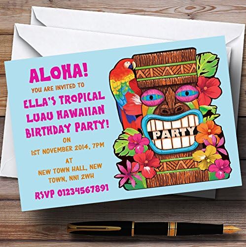 Аква Тропски Луау Хавајски Персонализирани Партиски Покани
