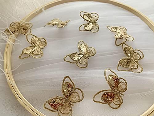 Mahacraft 20 парчиња злато пеперутка чипка чипка металик златна пеперутка Тело -лепенка - ткаенина за шиење