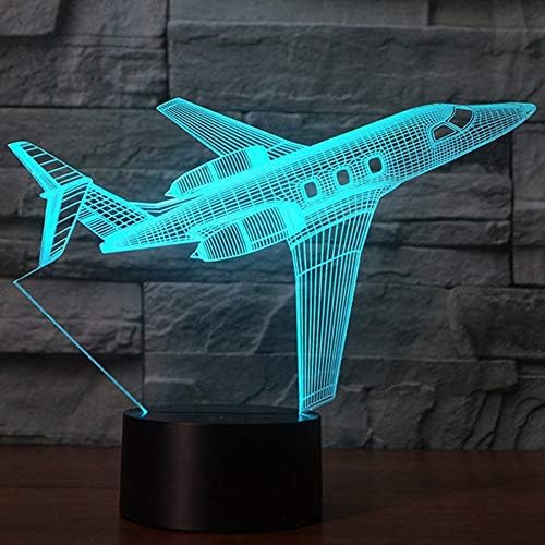Креативно 3д Авионски Светла ПРЕДВОДЕНА Од Ноќно Светло НА Авион, 3д Илузија На Аеро Авионска Илузија Светилка за Маса со 7 Бои и USB Напојување,