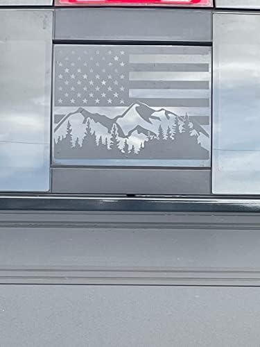 Ксинге За Таком@ -2023 Планинска Шума Американско Знаме Налепница За Камион Задниот Среден Прозорец, Мат Црна Планинска