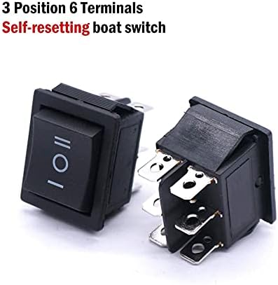 Ienyu 2pcs Вклучено/Исклучено/Вклучено/Вклучено Intomary Rocker Switch AC 250V/10A 125V/15A Black DPDT 6 Pin 3 Switch Switch