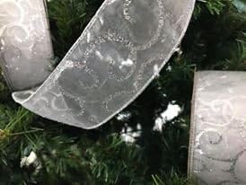 30 стапки Божиќна iridescent сребрена и бела лента за вртење за дрво за занаетчиска корпа за украси дома