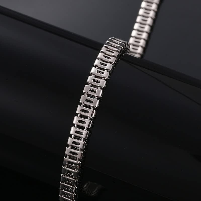 Bula Thi 4mm 1Row Cubic Baguette Тениски ланец нараквица со кутија, кој е извалкан, накит од ЦЗ за мажи - сребро - 9in 22,5 см