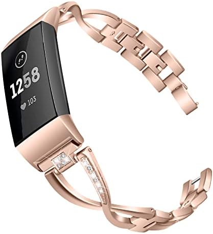 Џојози Замена Бендови Компатибилен Со Fitbit Полнење 3/Полнење 4/ Полнење 3 S Smartwatch, Жените Од Нерѓосувачки Челик Метал Кристали