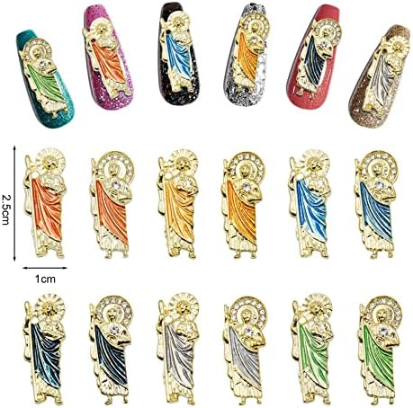 12 парчиња Сан Јуда Наслови Шарм 3Д нокти дијаманти уметнички шарми накит за нокти уметнички додатоци за акрилни нокти 3Д метални легури на ноктите