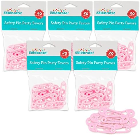 Грејдон сала розова безбедносна игла за бебиња за туширање и активности на големо сет 100 ~ 100 розови пластични безбедносни иглички за девојчиња бебешки туш игри, гос