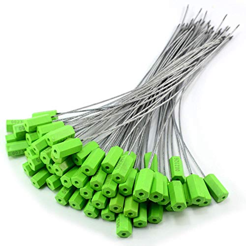 Зелена зелена патека за заптивки на кабелски кабел за заптивки 15,75 '' Долги нумерирани ознаки за безбедност против тампер 50 парчиња
