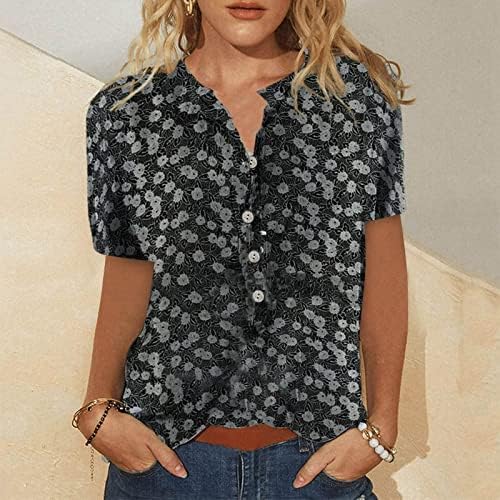 Летни кошули со Fireero за жени 2023 година, боемски половина ракав врвови жени плус големина на лежерни графички блузи со копче надолу кошули