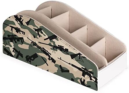Оружје Камуфлажа на шема на далечински управувач со 6 оддели PU кожени табели за складирање на табели за домашна канцеларија за домашна канцеларија