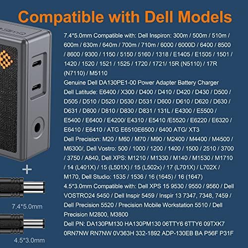 ?????? Полнач за лаптоп Dell: 150W, 135W, 130W, 120W, 90W, 65W со DC & Type -C полнач - Супер брз приклучок за преклопување